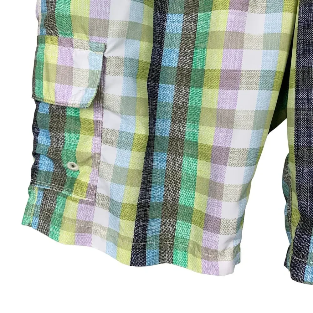 Tommy Bahama Relax Board Shorts Swim Beach Green Check Men's 36